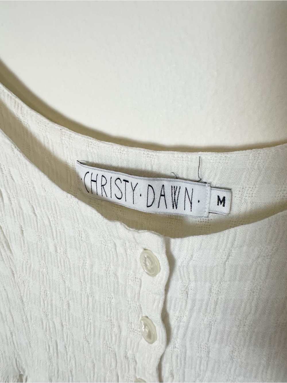 Christy Dawn Nicks Midi Dress White Cream Textured Woven Material Medium - Picture 6 of 9